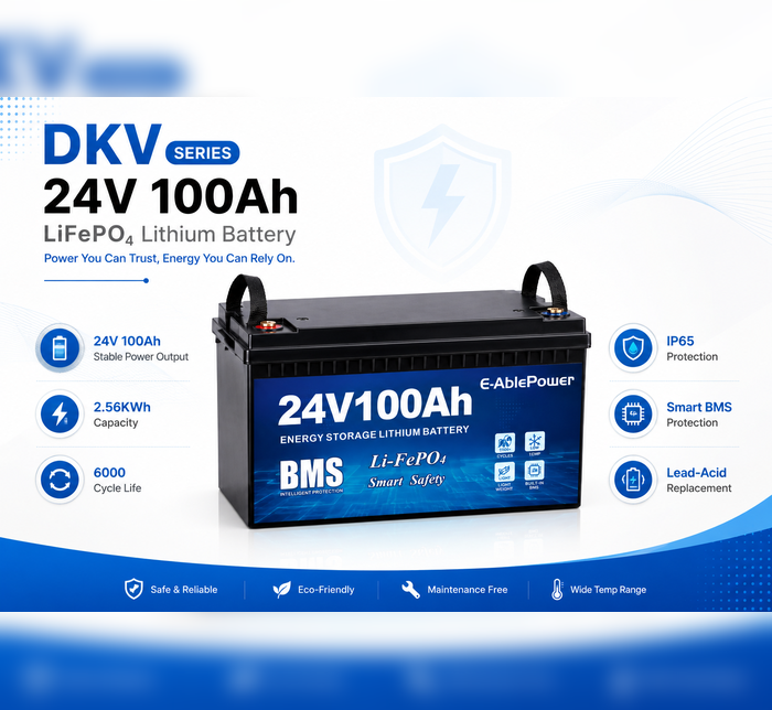 E-Able Power DKV 24V 100Ah 2.56KWh LiFePO4 GEL Replacement Battery - Image 2
