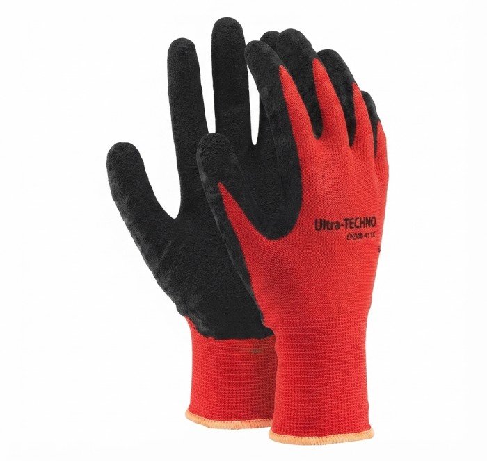 Ultra TOUCH Red Rubber Coated Safety Gloves - 10 Pairs