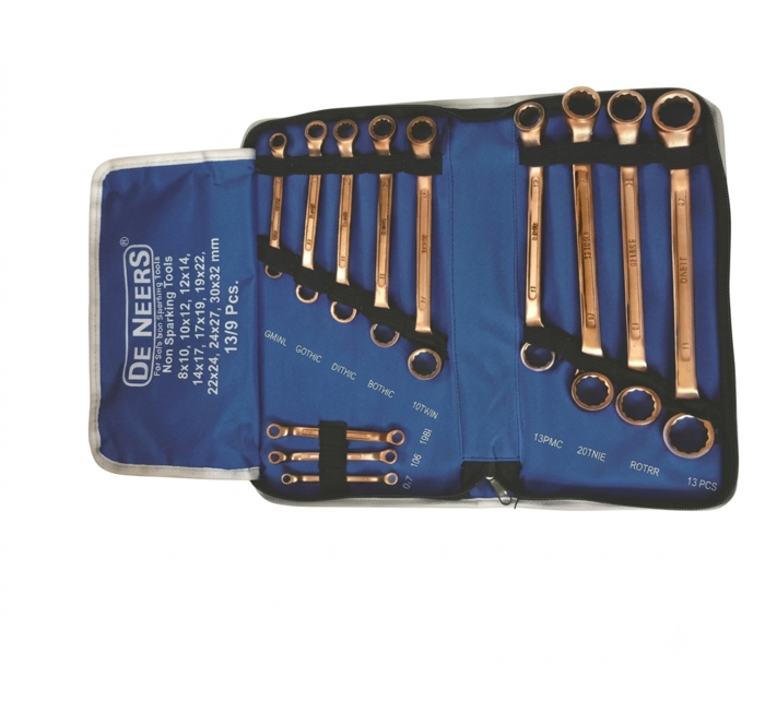 DE NEERS Aluminium Bronze Non-Sparking Ring Spanner Set