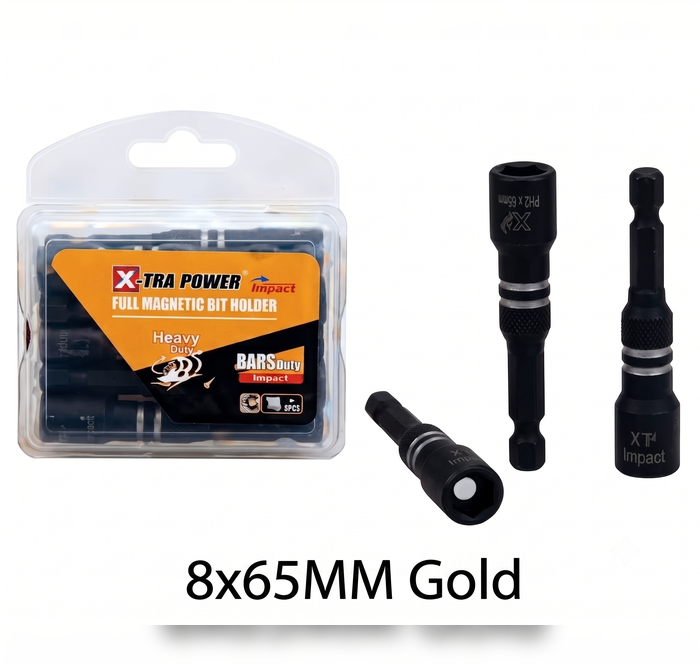 Xtra-Power 8x65mm Gold Full Magnetic Nut Holder