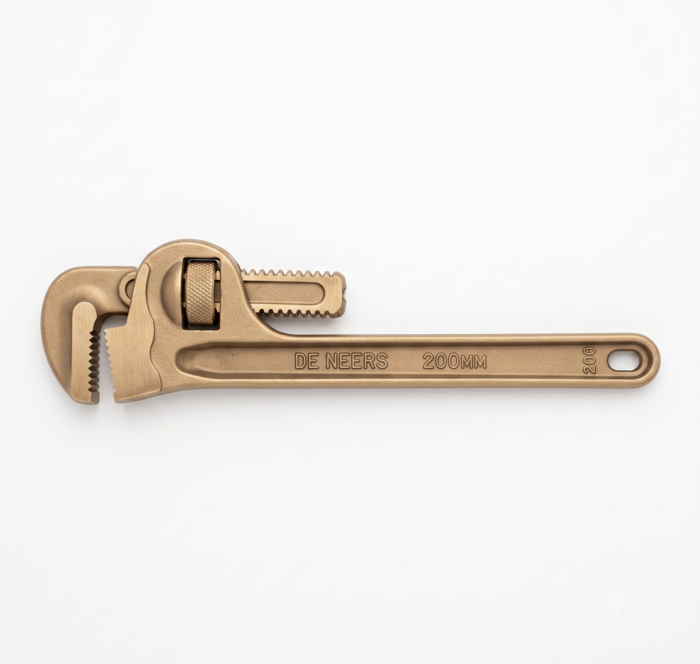 DE NEERS Non Sparking Aluminum Bronze Pipe Wrench 200 mm