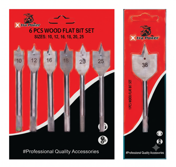 Xtra-Power 6-Piece Wood Flat Bit Set 6mm to 38mm